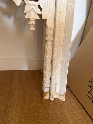 Consola de madera maciza de mango blanco antiguo
