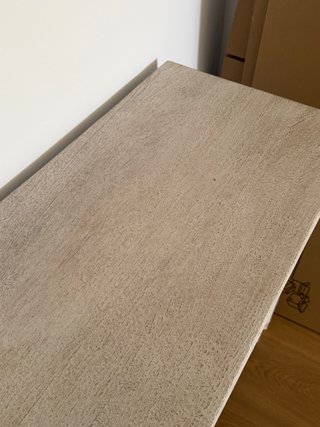 Consola de madera maciza de mango blanco antiguo
