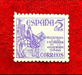 Curioso sello Post Guerra Civil Auxilio Víctimas