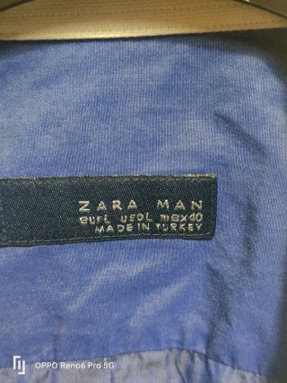Camisa Zara Hombre Talla L Azul/Blanco