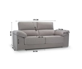 Sofá 180 cm gris tela. Como nuevo