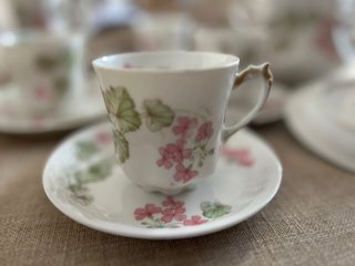 Juego de café de porcelana con flores