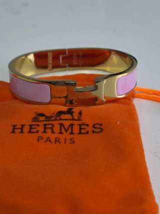 Pulsera Hermes Dorada y Rosa