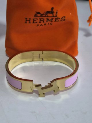 Pulsera Hermes Dorada y Rosa