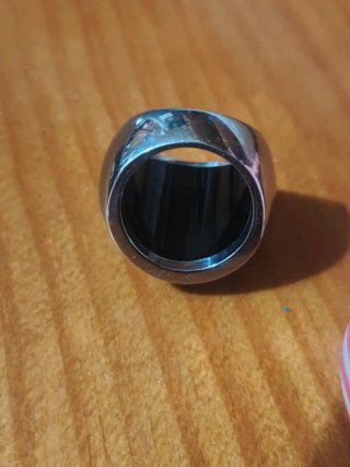 Anel Urso Aço e Cerâmica Preto/Prata