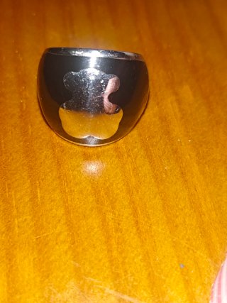 Anel Urso Aço e Cerâmica Preto/Prata