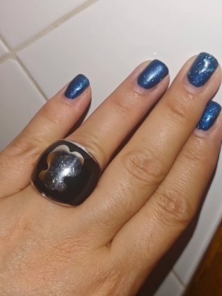 Anel Urso Aço e Cerâmica Preto/Prata
