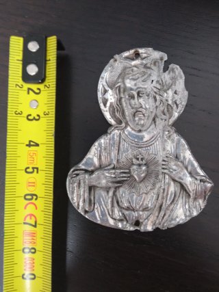 Chapa Sagrado Corazón Jesús Metal Antigua Galicia