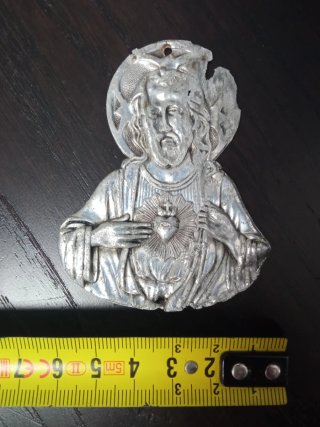 Chapa Sagrado Corazón Jesús Metal Antigua Galicia