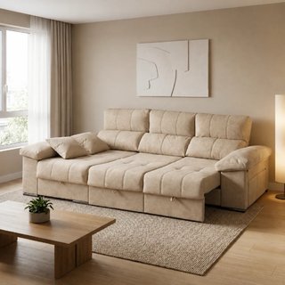 Sofá Cama Gris 3 Plazas 265cm Arcón