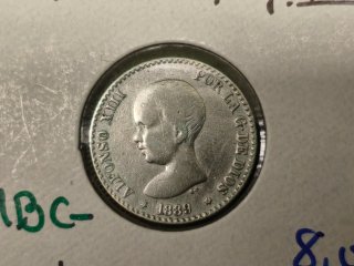 Monedas 50 céntimos MBC plata años variados.