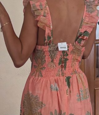 Vestido volantes estampado palmeras