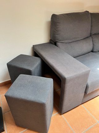 Sofá chaise longue gris 260x150cm con arcón