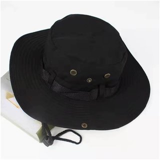 Gorro Pescador Negro con Cuerda | Sombrero Unisex