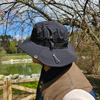Gorro Pescador Negro con Cuerda | Sombrero Unisex