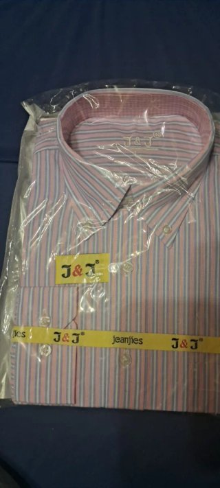 Camisa de rayas J&J para hombre manga larga