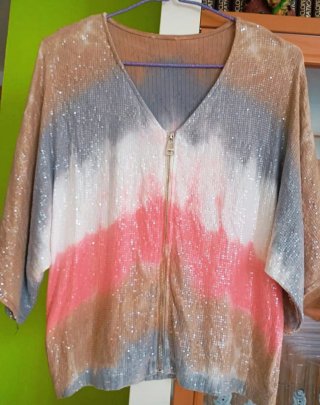 Blusa Cárdigan Moda Italy lentejuelas