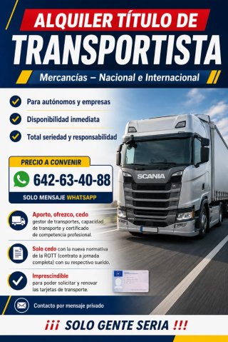 Alquiler Título de Transportista.