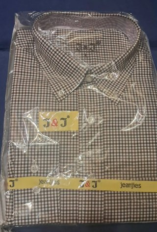 Camisa cuadros marrón y blanco Talla L manga larga