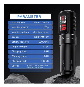 Kit Máquina Rotativa Inalámbrica Tatuaje