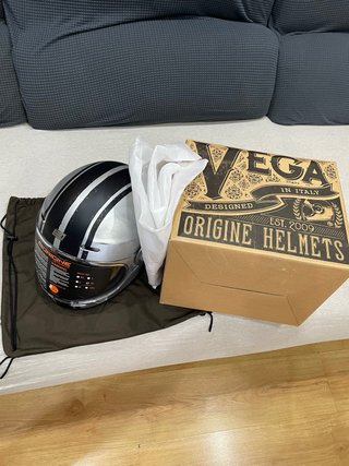 Casco Moto ORIGINE Vintage Negro/Plata (NUEVO)