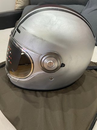Casco Moto ORIGINE Vintage Negro/Plata (NUEVO)
