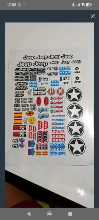 Pegatinas Jeep Cherokee RC crawler 1/10
