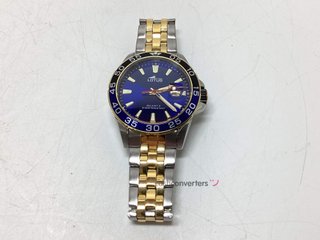 reloj pulsera caballero lotus reloj caballero quartz 10 bar bicolor bisel azul