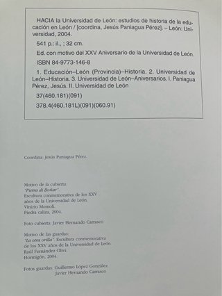 Hacia la Universidad de León. Nuevo. Libro