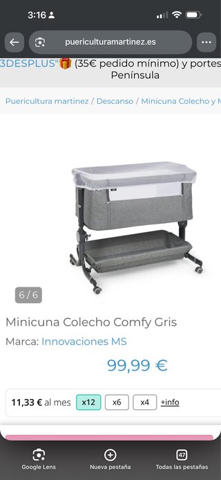 Minicuna Colecho Comfy Gris Similar ala de la foto