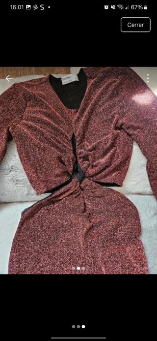 Vestido brillante dorado y rosa