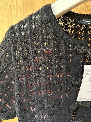 Mango Top Negro Encaje Talla XS