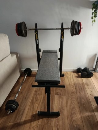 Banco de pesas VIVA FIT con barra y discos
