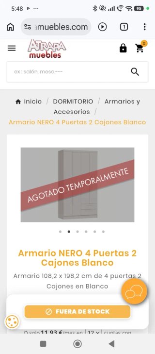 Armario Castro 4 puertas 2 cajones