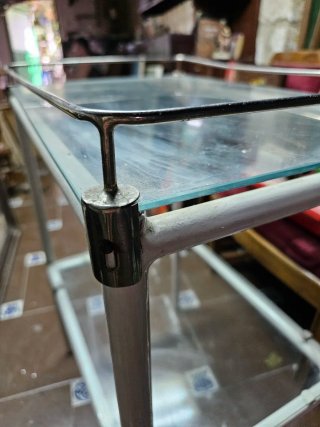 Mesa auxiliar Hospital años 40 cristal y metal