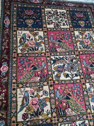 Tappeto persiano lana blu e rosa