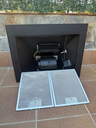 Campana extractora negra con luces LED