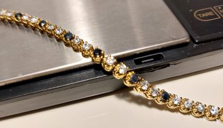 Pulsera b. Oro 18k, plata ley 925 con 42 zafiros