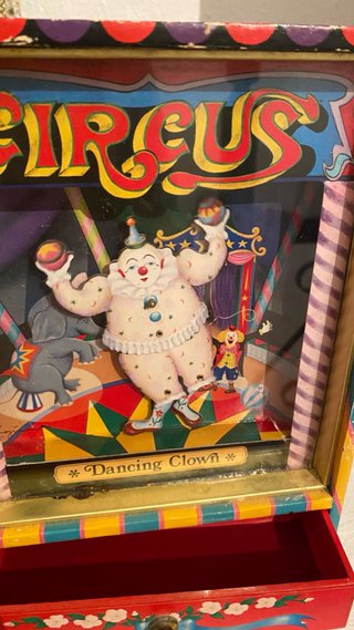 Caja de música vintage Circus Dancing Clown