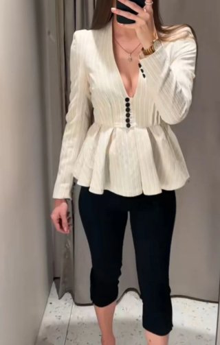 Blazer peplum Zara rayas
