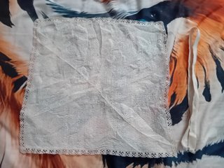 Fazzoletto + busta in pizzo e raso anni 80 Busatti