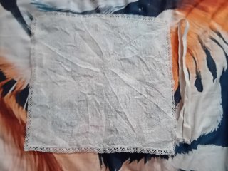 Fazzoletto + busta in pizzo e raso anni 80 Busatti