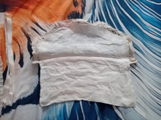 Fazzoletto + busta in pizzo e raso anni 80 Busatti