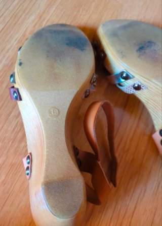 Sandalias Porronet Cuero Marrón y Dorado