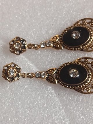 Pendientes antiguos filigrana dorado y negro