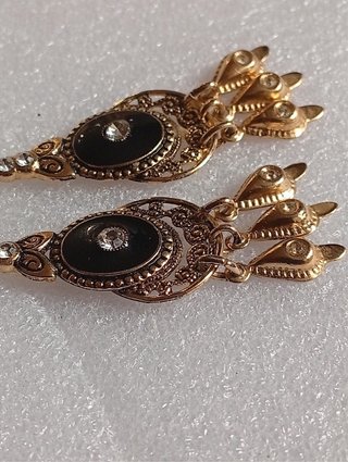 Pendientes antiguos filigrana dorado y negro