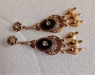 Pendientes antiguos filigrana dorado y negro