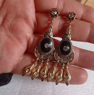 Pendientes antiguos filigrana dorado y negro