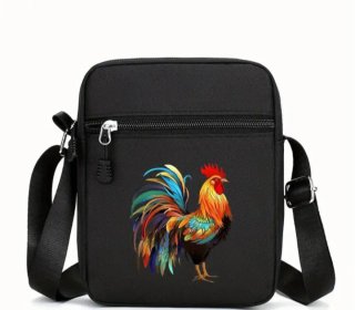 Riñonera negra con diseño de gallo