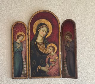 Tríptico religioso Virgen y Niño